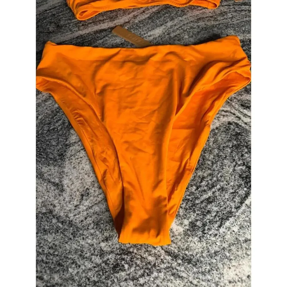 SKIMS Tangerine Bikini Set Top S Bottom M Bright Orange Swim NWT